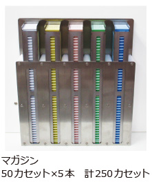 レーザー印字機マガジン:50カセット×5本 計250カセット レーザー印字機マガジン:50カセット×5本 計250カセット